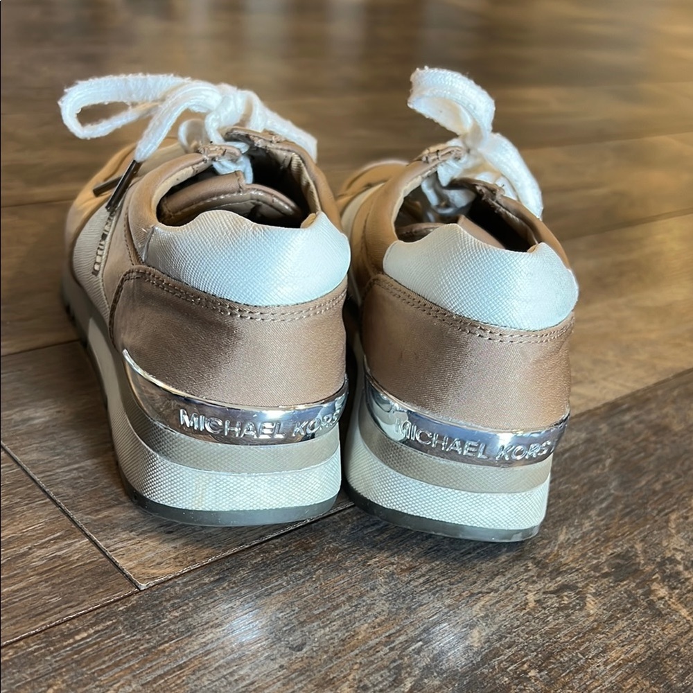Michael Kors White and Brown Casual Sneakers - Picture 4 of 10